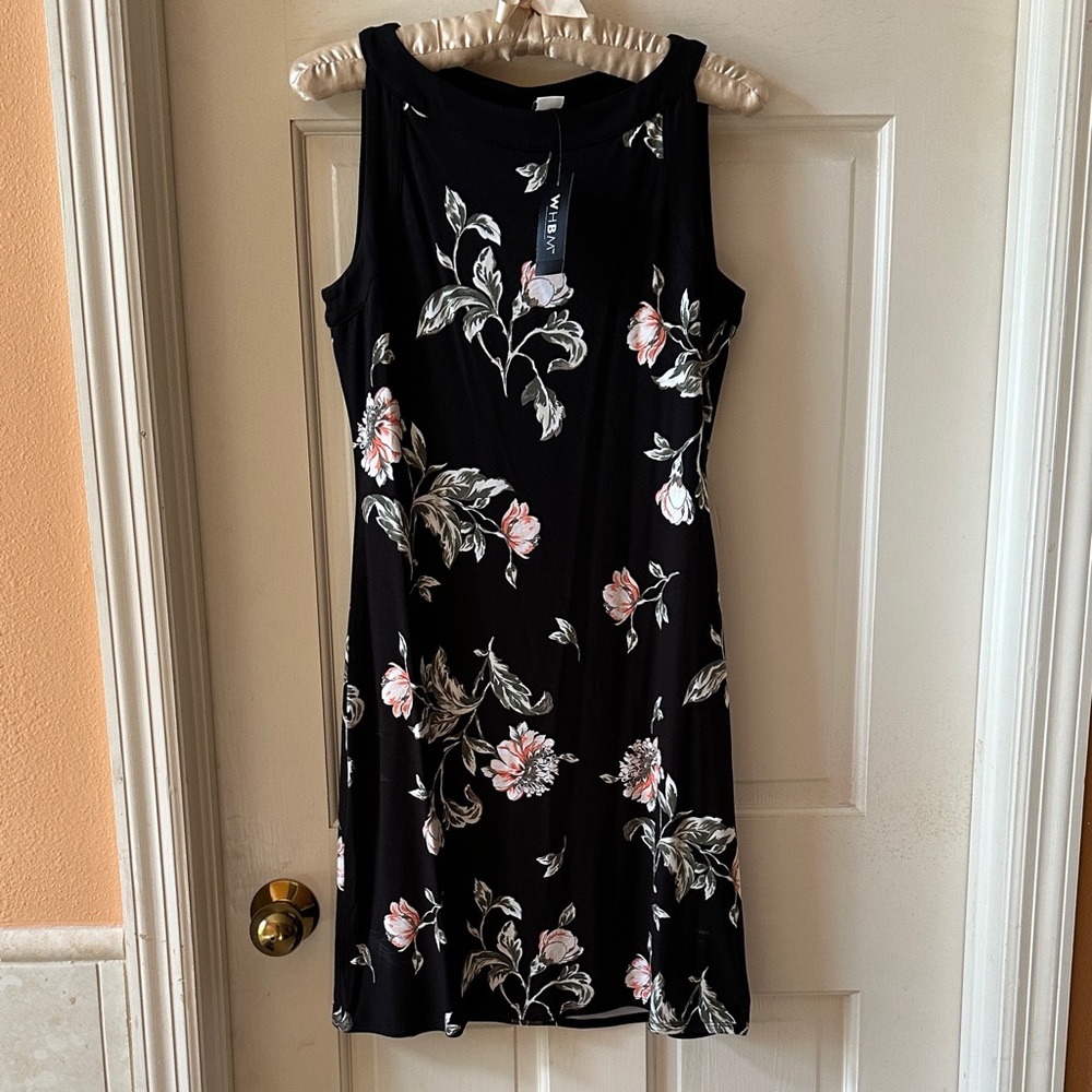 White House Black Market Black Floral Midi Dress